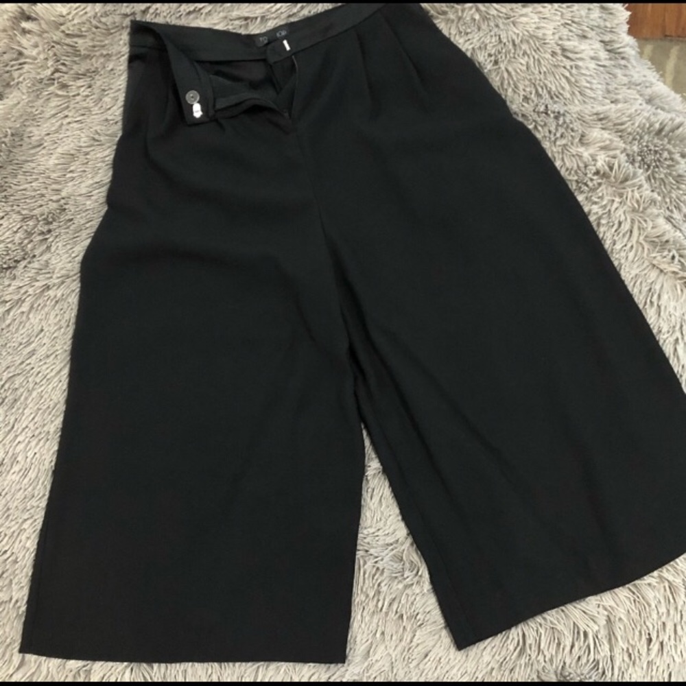 Black wide leg crop dress pant culoutte 0
